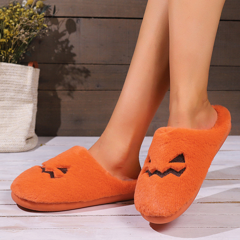 Cozy Halloween pumpkin slippers
