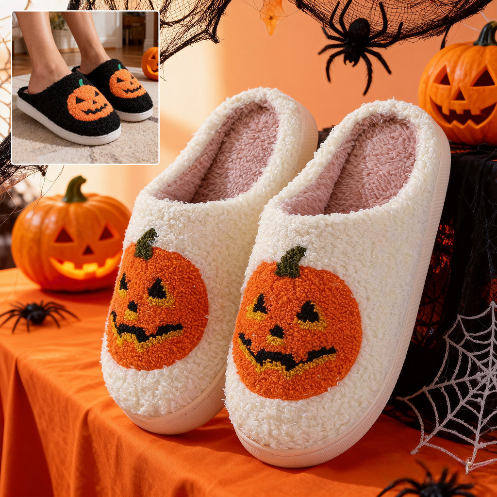 Halloween Round Pumpkin Indoor Slippers