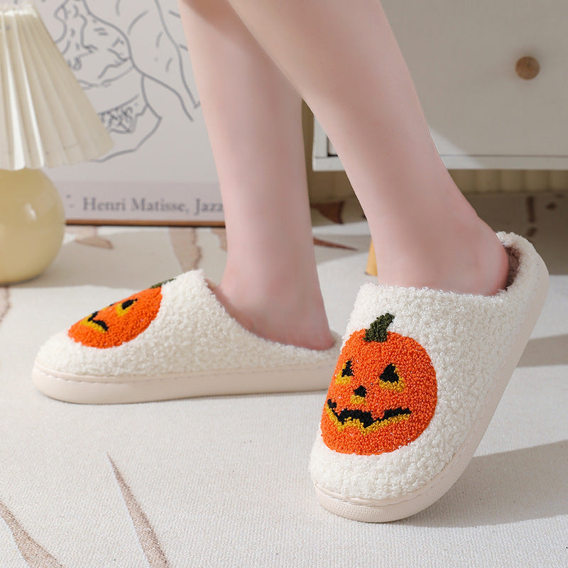 Halloween Round Pumpkin Indoor Slippers