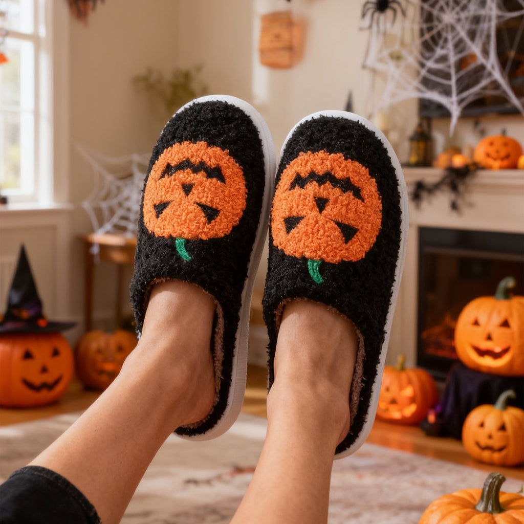 Halloween Round Pumpkin Indoor Slippers