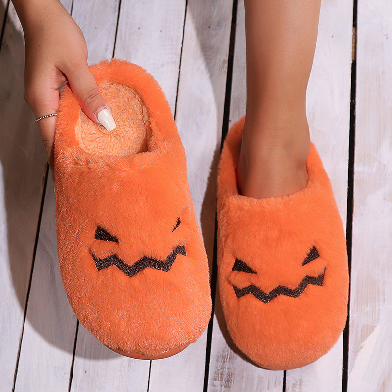 Cozy Halloween pumpkin slippers