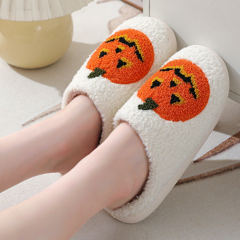 Halloween Round Pumpkin Indoor Slippers