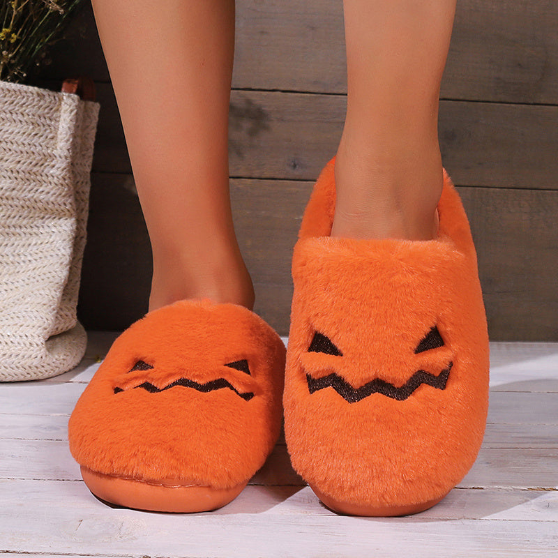 Cozy Halloween pumpkin slippers